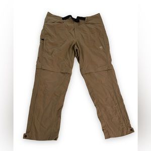 Mountain Hardwear Convertible Belted Pants Mens Beige Outdoor Lightweight XL